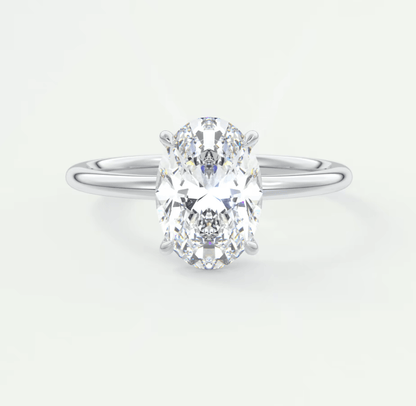 Aura Glide Oval Solitaire Ring – Lab Diamond or Moissanite, Ultra-Low Profile Design