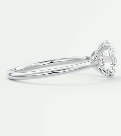 Aura Glide Solitaire Ring – Lab Diamond or Moissanite, Ultra-Low Profile Design