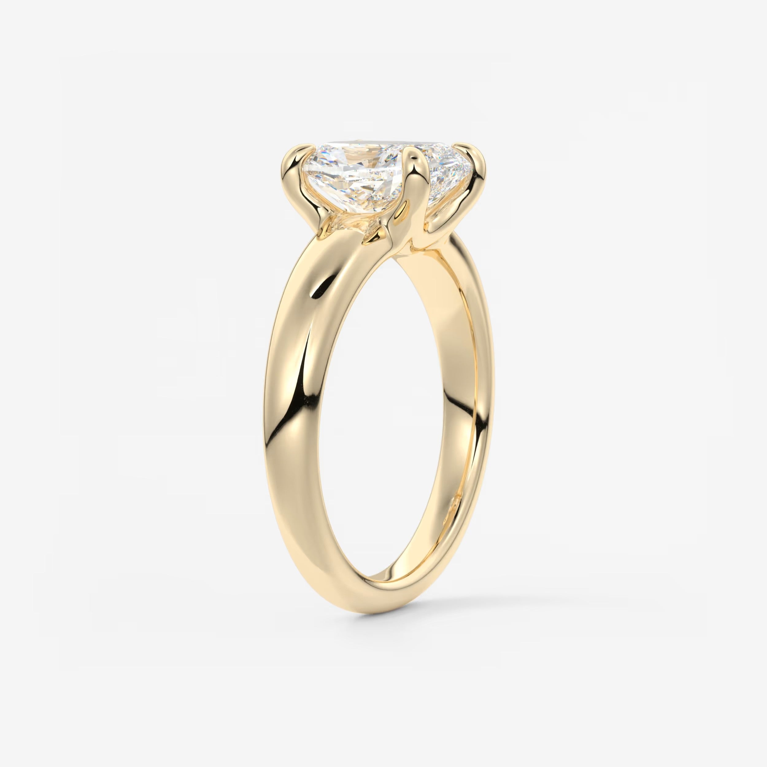 Aura Tapered Elongated Cushion Solitaire Engagement Ring – Lab Diamond or Moissanite