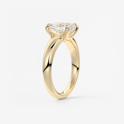 Aura Tapered Elongated Cushion Solitaire Engagement Ring – Lab Diamond or Moissanite