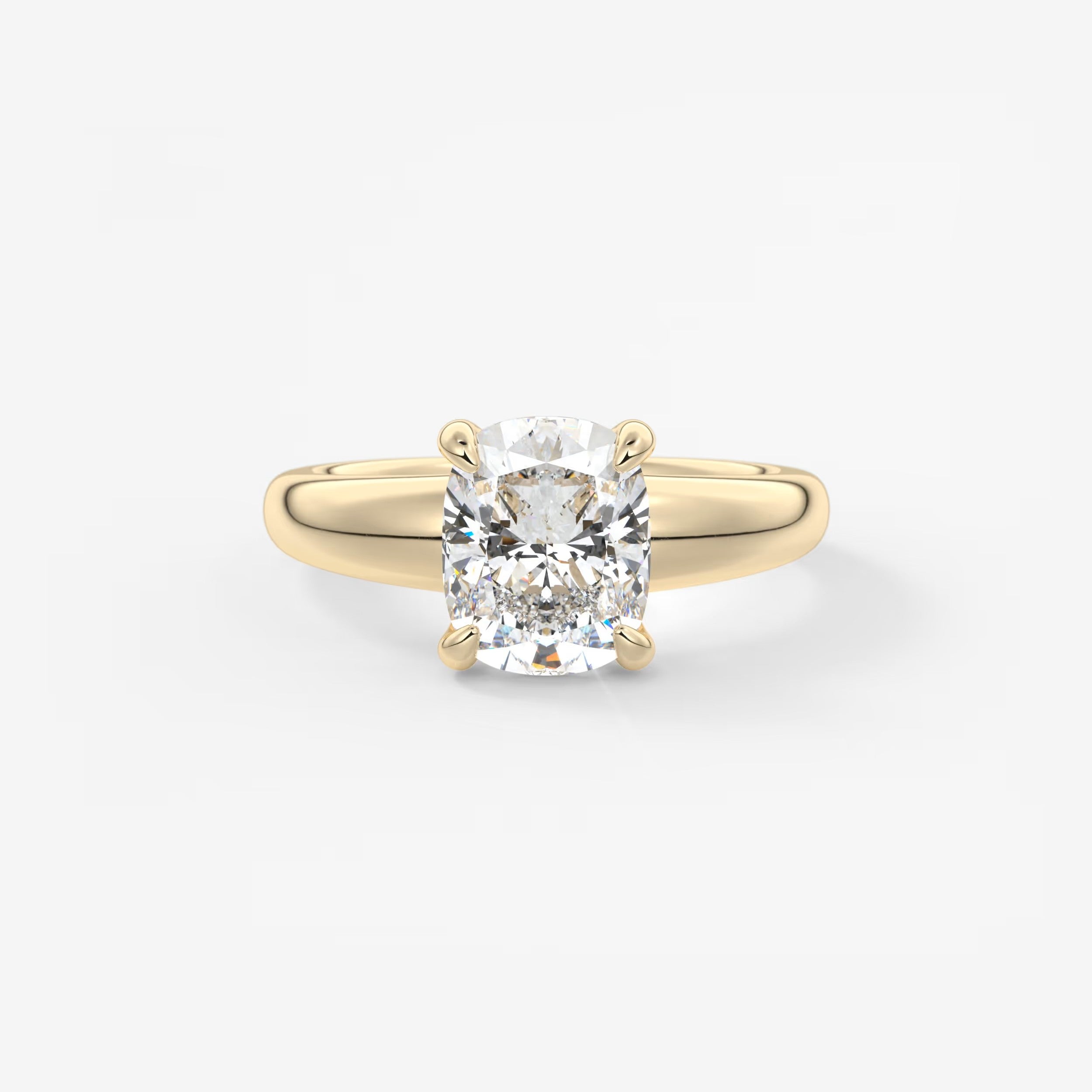 Aura Tapered Elongated Cushion Solitaire Engagement Ring – Lab Diamond or Moissanite
