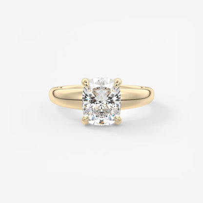Aura Tapered Elongated Cushion Solitaire Engagement Ring – Lab Diamond or Moissanite