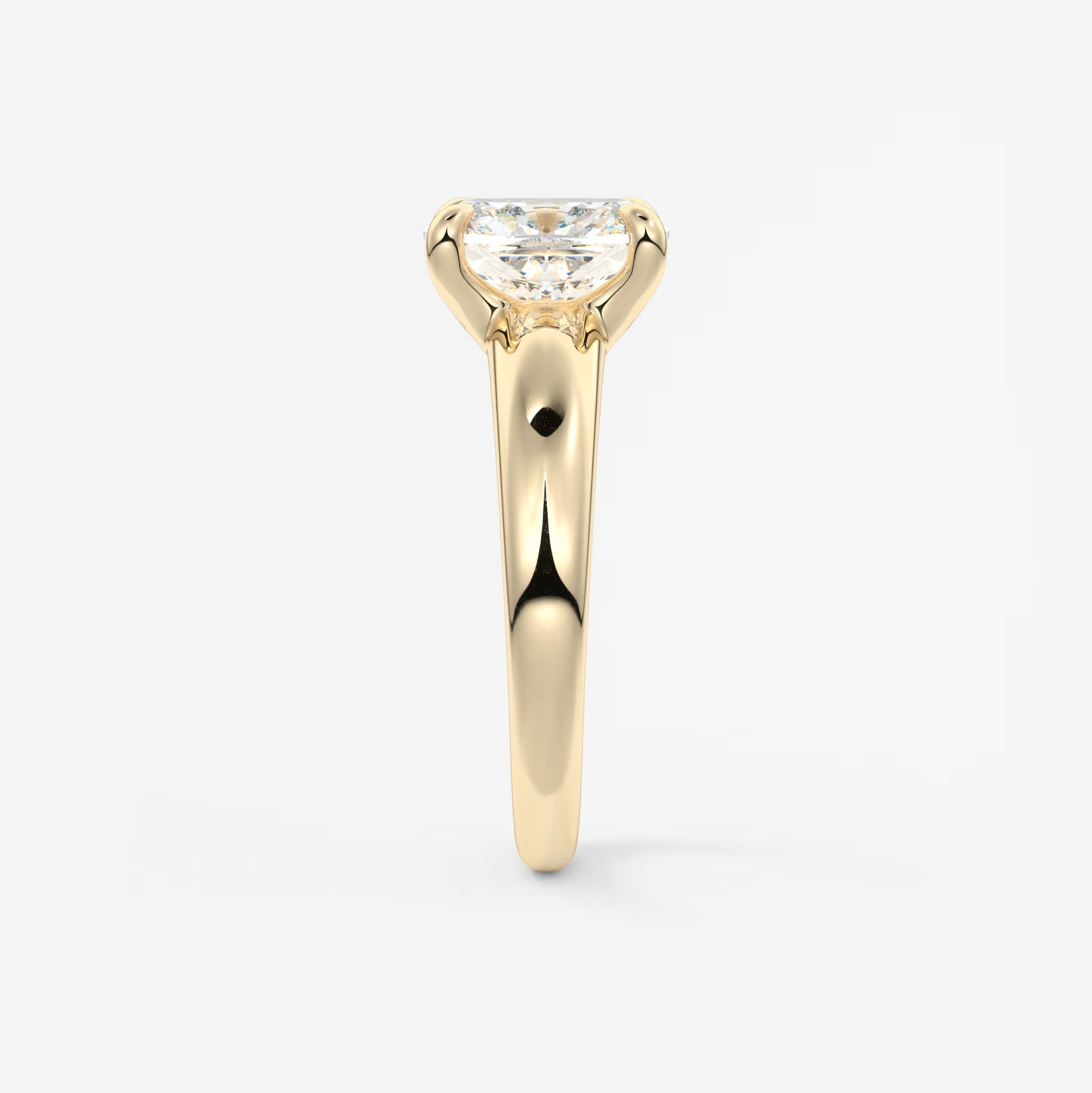Aura Tapered Elongated Cushion Solitaire Engagement Ring – Lab Diamond or Moissanite
