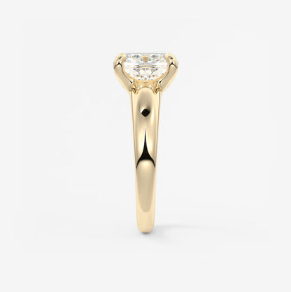 Aura Tapered Elongated Cushion Solitaire Engagement Ring – Lab Diamond or Moissanite