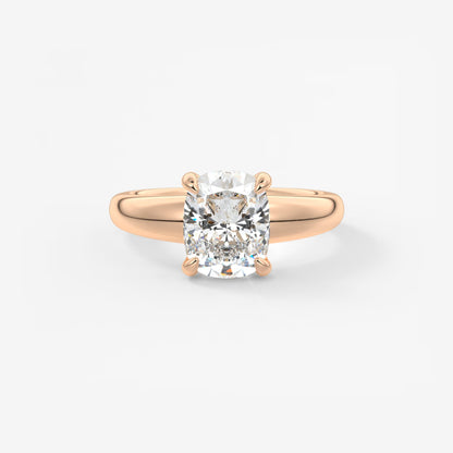 Aura Tapered Elongated Cushion Solitaire Engagement Ring – Lab Diamond or Moissanite