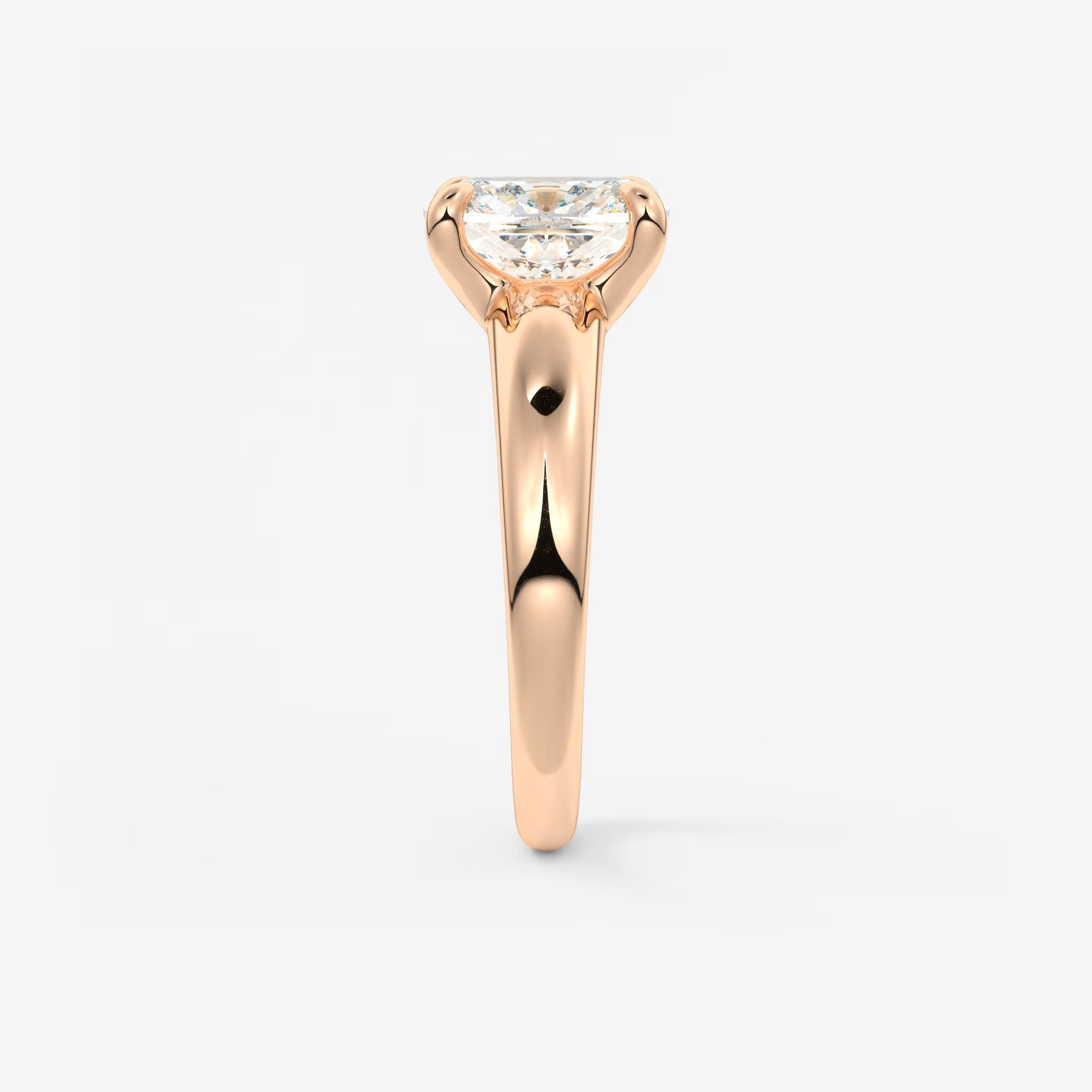 Aura Tapered Elongated Cushion Solitaire Engagement Ring – Lab Diamond or Moissanite