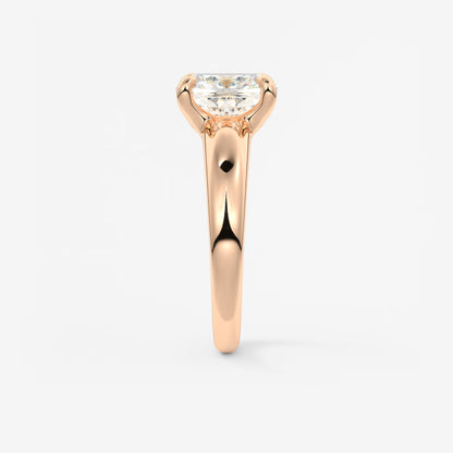 Aura Tapered Elongated Cushion Solitaire Engagement Ring – Lab Diamond or Moissanite
