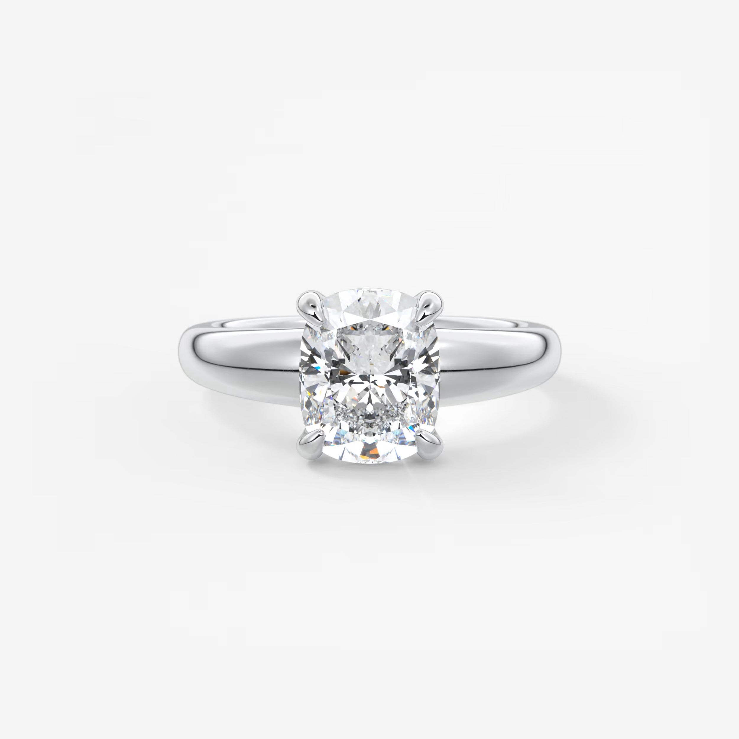 Aura Tapered Elongated Cushion Solitaire Engagement Ring – Lab Diamond or Moissanite