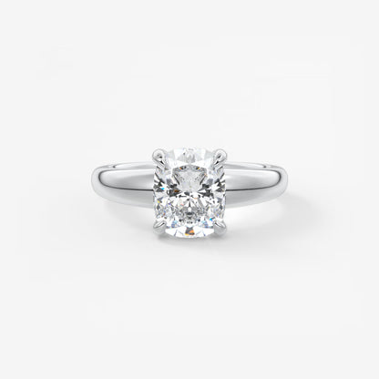 Aura Tapered Elongated Cushion Solitaire Engagement Ring – Lab Diamond or Moissanite