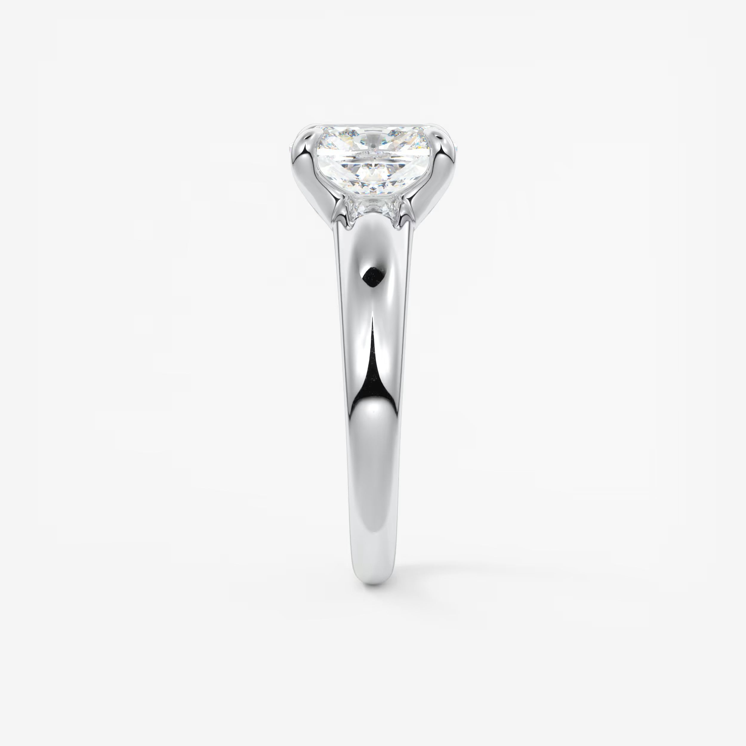 Aura Tapered Elongated Cushion Solitaire Engagement Ring – Lab Diamond or Moissanite