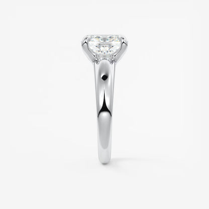 Aura Tapered Elongated Cushion Solitaire Engagement Ring – Lab Diamond or Moissanite