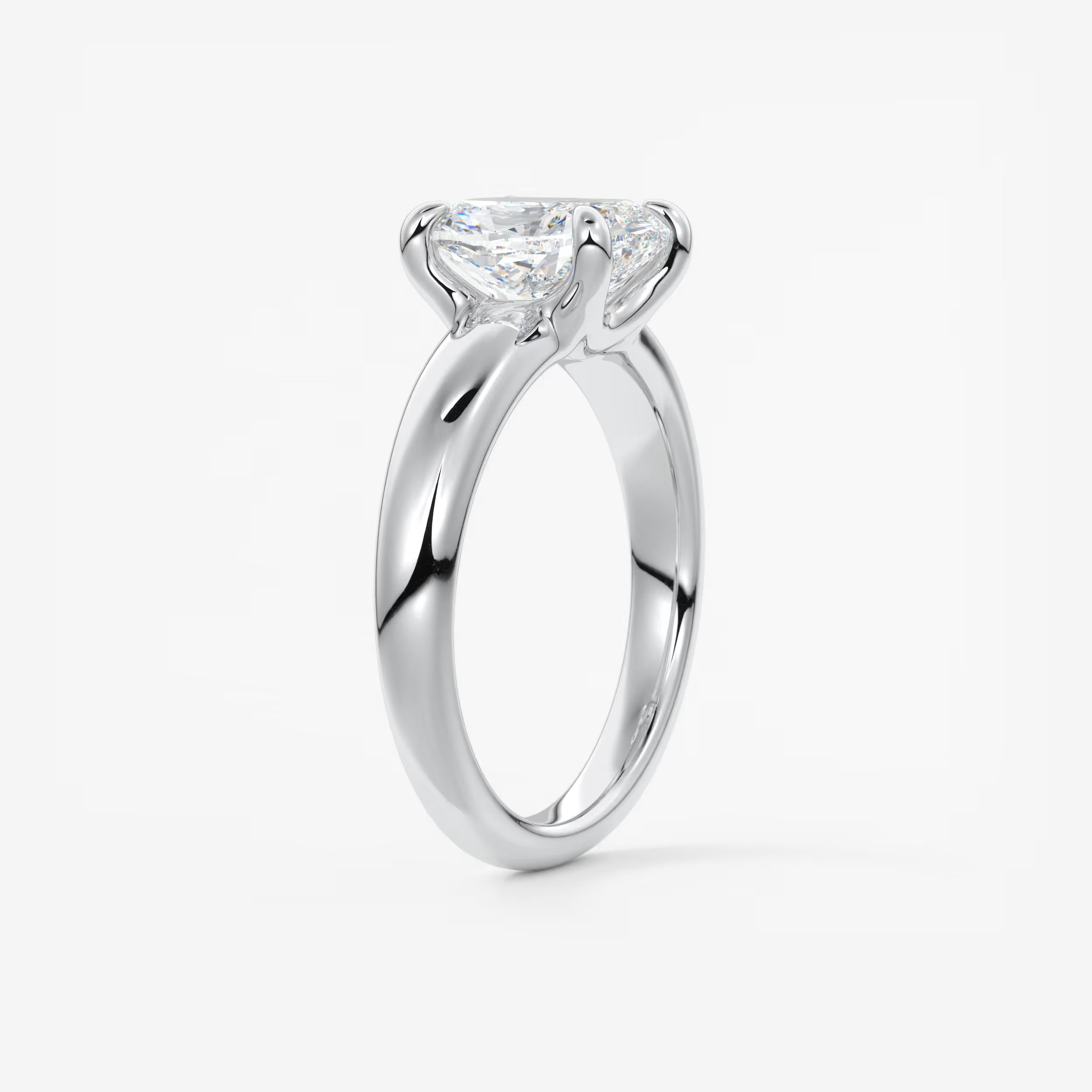 Aura Tapered Elongated Cushion Solitaire Engagement Ring – Lab Diamond or Moissanite