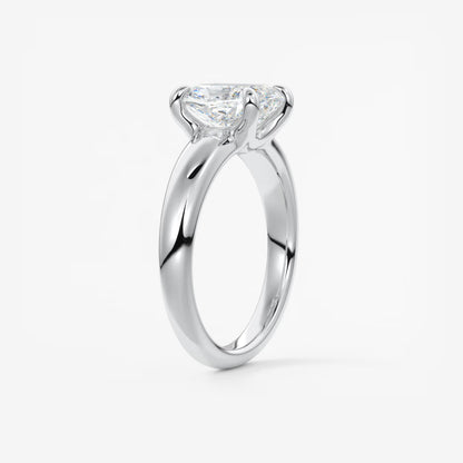 Aura Tapered Elongated Cushion Solitaire Engagement Ring – Lab Diamond or Moissanite