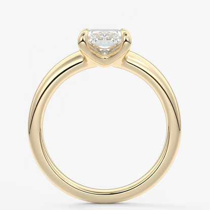 Aura Tapered Elongated Radiant Solitaire Engagement Ring – Lab Diamond or Moissanite