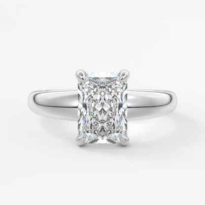 Aura Tapered Elongated Radiant Solitaire Engagement Ring – Lab Diamond or Moissanite