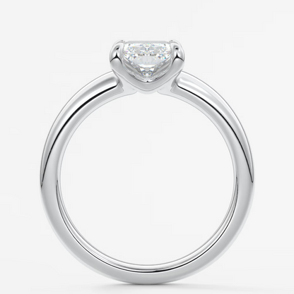 Aura Tapered Elongated Radiant Solitaire Engagement Ring – Lab Diamond or Moissanite