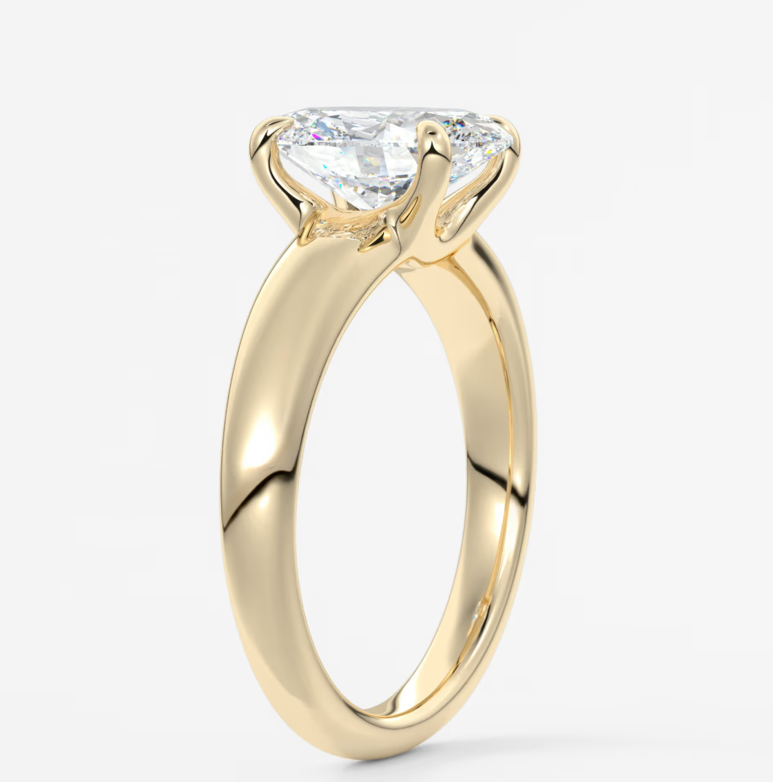 Aura Tapered Oval Solitaire Engagement Ring – Lab Diamond or Moissanite