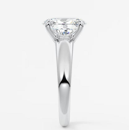 Aura Tapered Oval Solitaire Engagement Ring – Lab Diamond or Moissanite