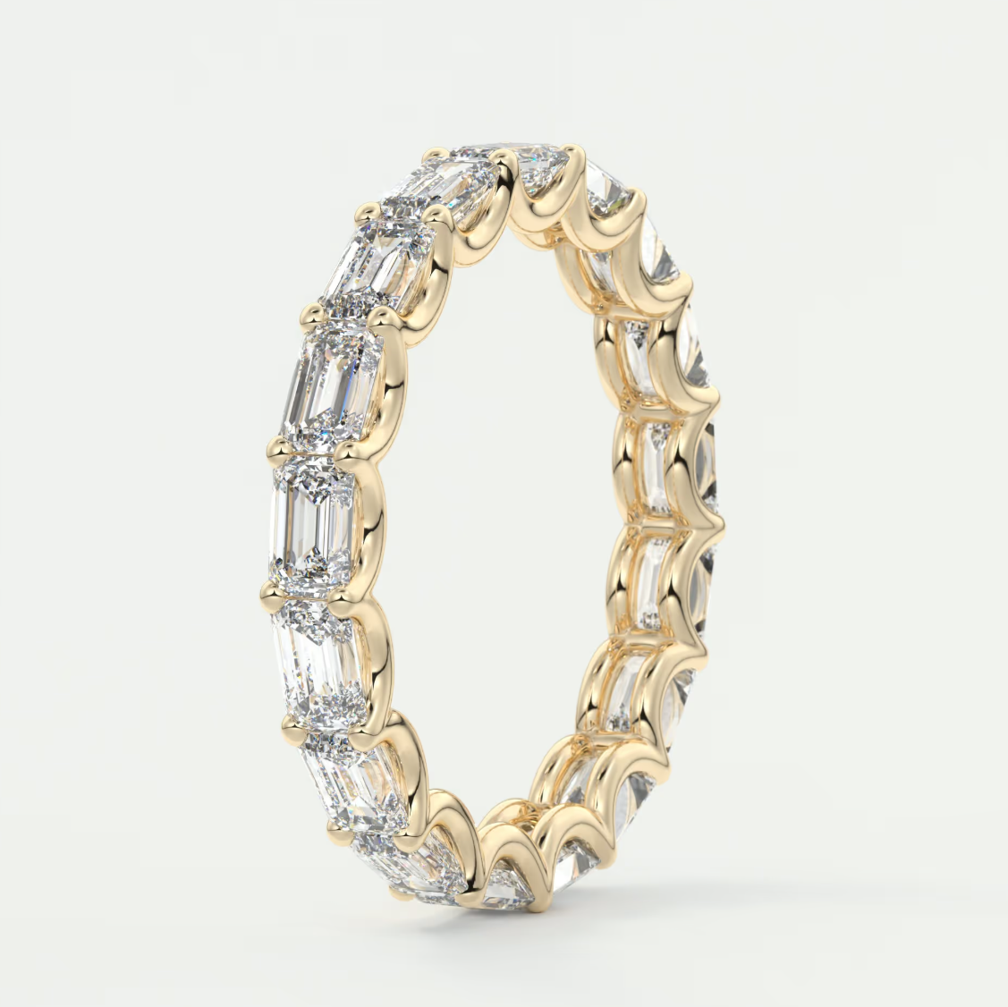 Aurelia East-West Emerald Eternity Band 3mm – Lab-Grown or Natural Diamonds