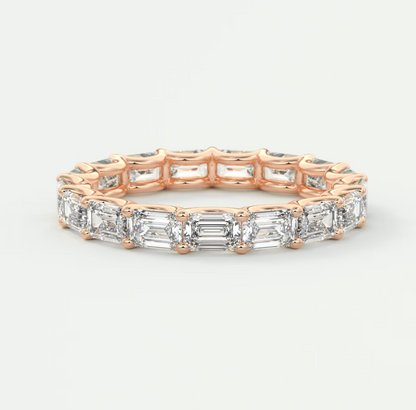 Aurelia East-West Emerald Eternity Band 3mm – Lab-Grown or Natural Diamonds