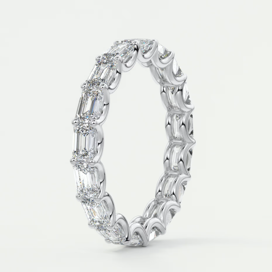 Aurelia East-West Emerald Eternity Band 3mm – Lab-Grown or Natural Diamonds