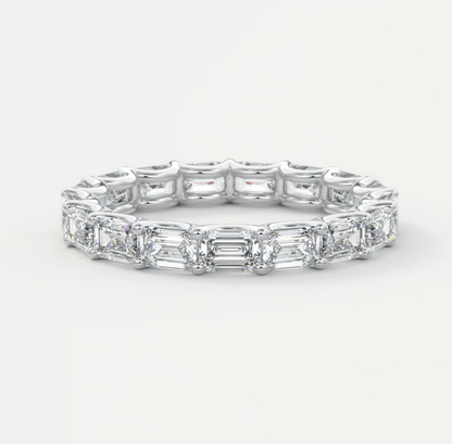 Aurelia East-West Emerald Eternity Band 3mm – Lab-Grown or Natural Diamonds