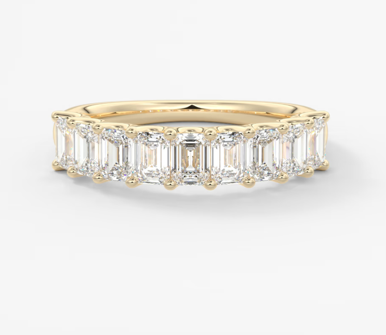 Aurelia Emerald Half Eternity Band 4mm – Lab-Grown or Natural Diamonds