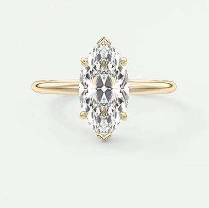 Aurora Marquise Hidden Halo Ring – Lab Diamond or Moissanite