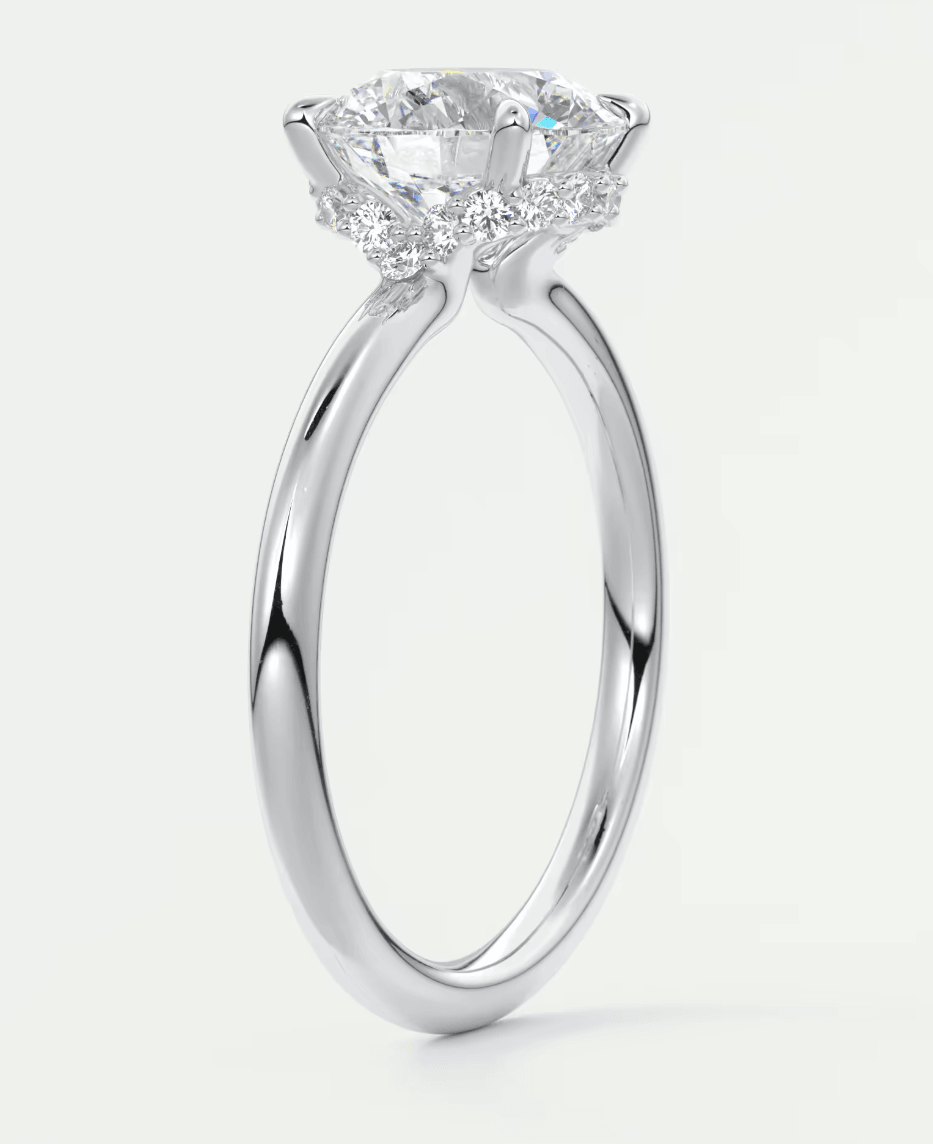 Aurora Round Hidden Halo Ring – Lab Diamond or Moissanite