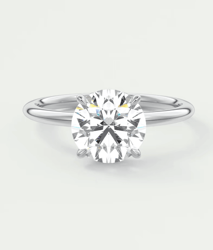 Aurora Round Hidden Halo Ring – Lab Diamond or Moissanite