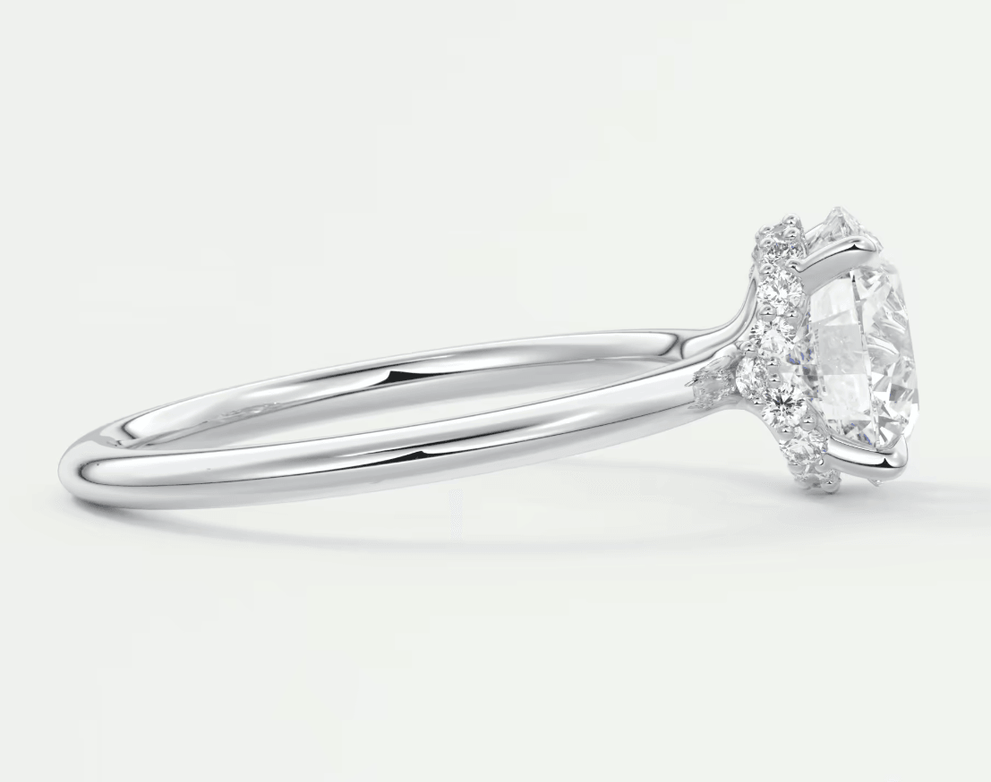 Aurora Round Hidden Halo Ring – Lab Diamond or Moissanite