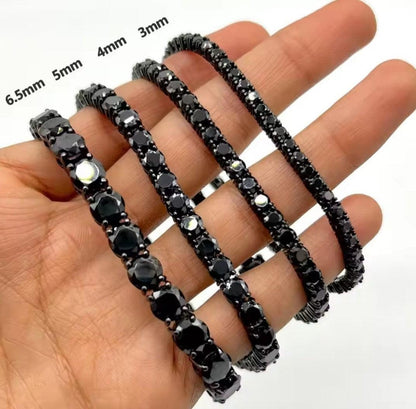 Black Moissanite Tennis Bracelet – 18K Black Gold Plated Silver