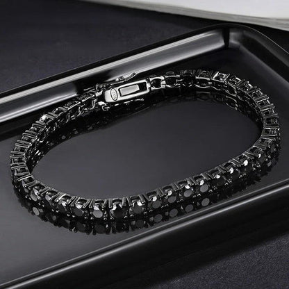 Black Moissanite Tennis Bracelet – 18K Black Gold Plated Silver