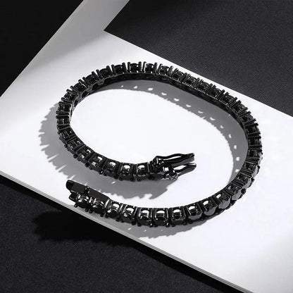 Black Moissanite Tennis Bracelet – 18K Black Gold Plated Silver