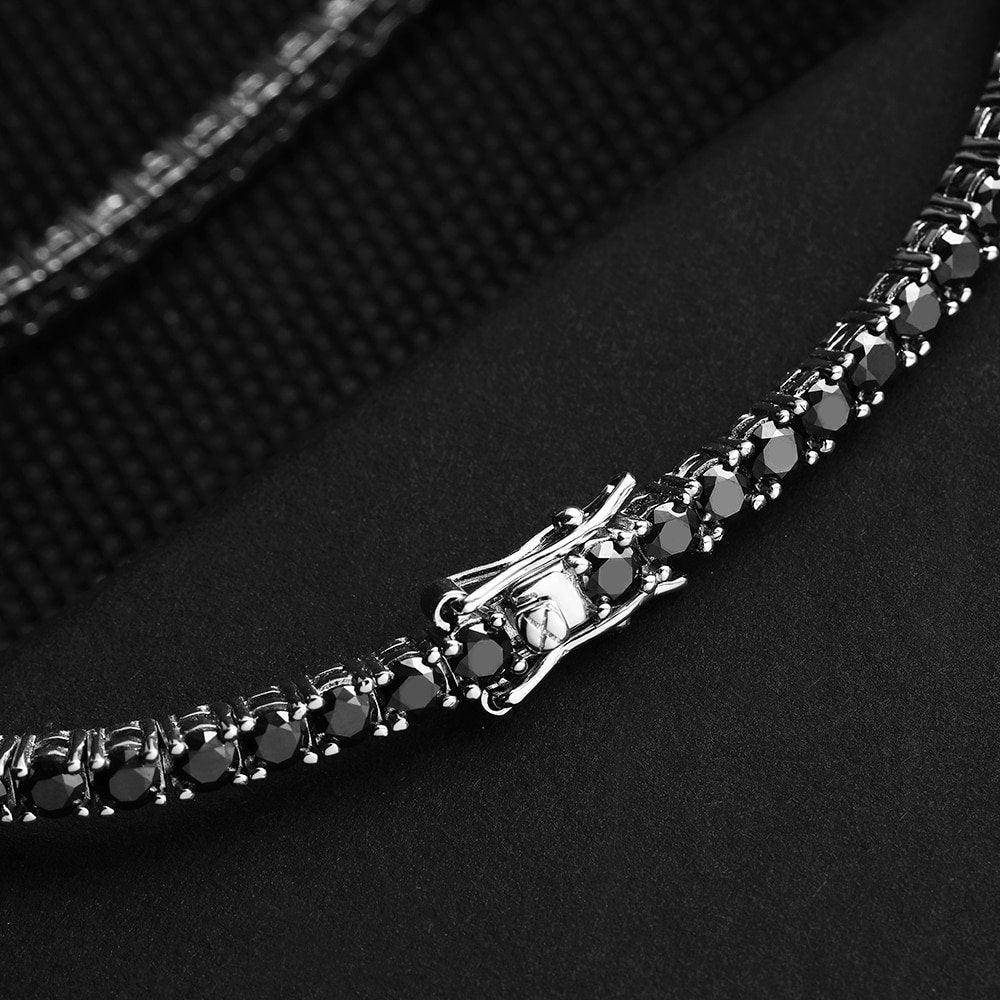 Black Moissanite Tennis Bracelet – 18K White Gold Plated Silver