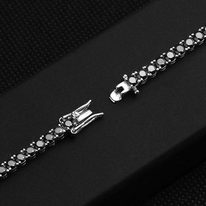 Black Moissanite Tennis Bracelet – 18K White Gold Plated Silver