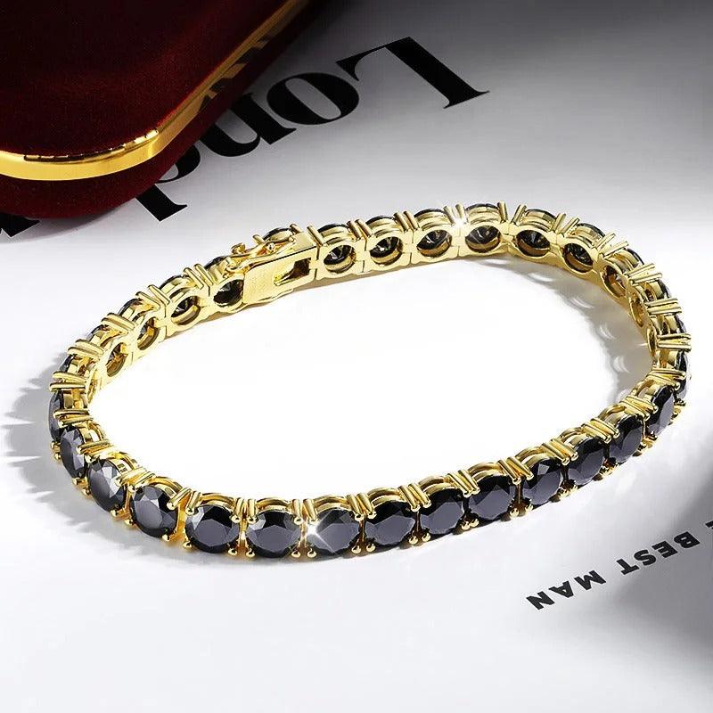 Black Moissanite Tennis Bracelet – 18K Yellow Gold Plated Silver