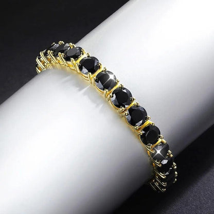 Black Moissanite Tennis Bracelet – 18K Yellow Gold Plated Silver