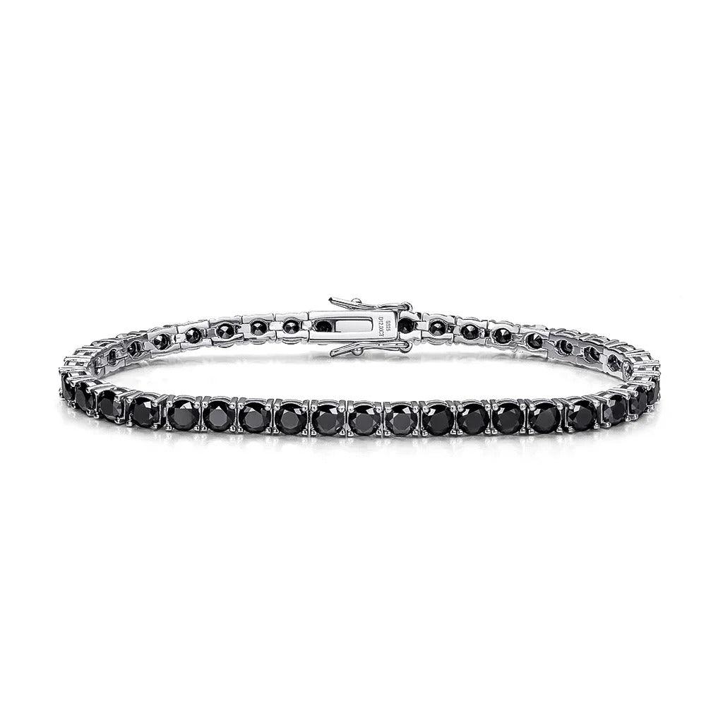 Black Moissanite Tennis Bracelet – 18K White Gold Plated Silver