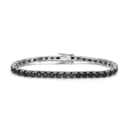 Black Moissanite Tennis Bracelet – 18K White Gold Plated Silver