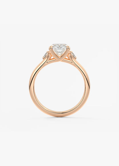 Cassia – Cushion Trilogy with Pear Side Stones