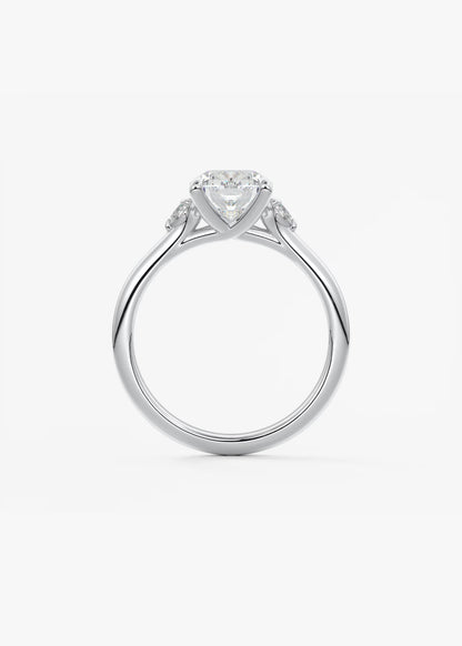 Cassia – Cushion Trilogy with Pear Side Stones