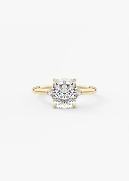 Gold ring with a diamond on a white background