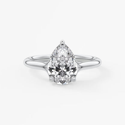 Cassia – pear solitaire with triple-claw prongs