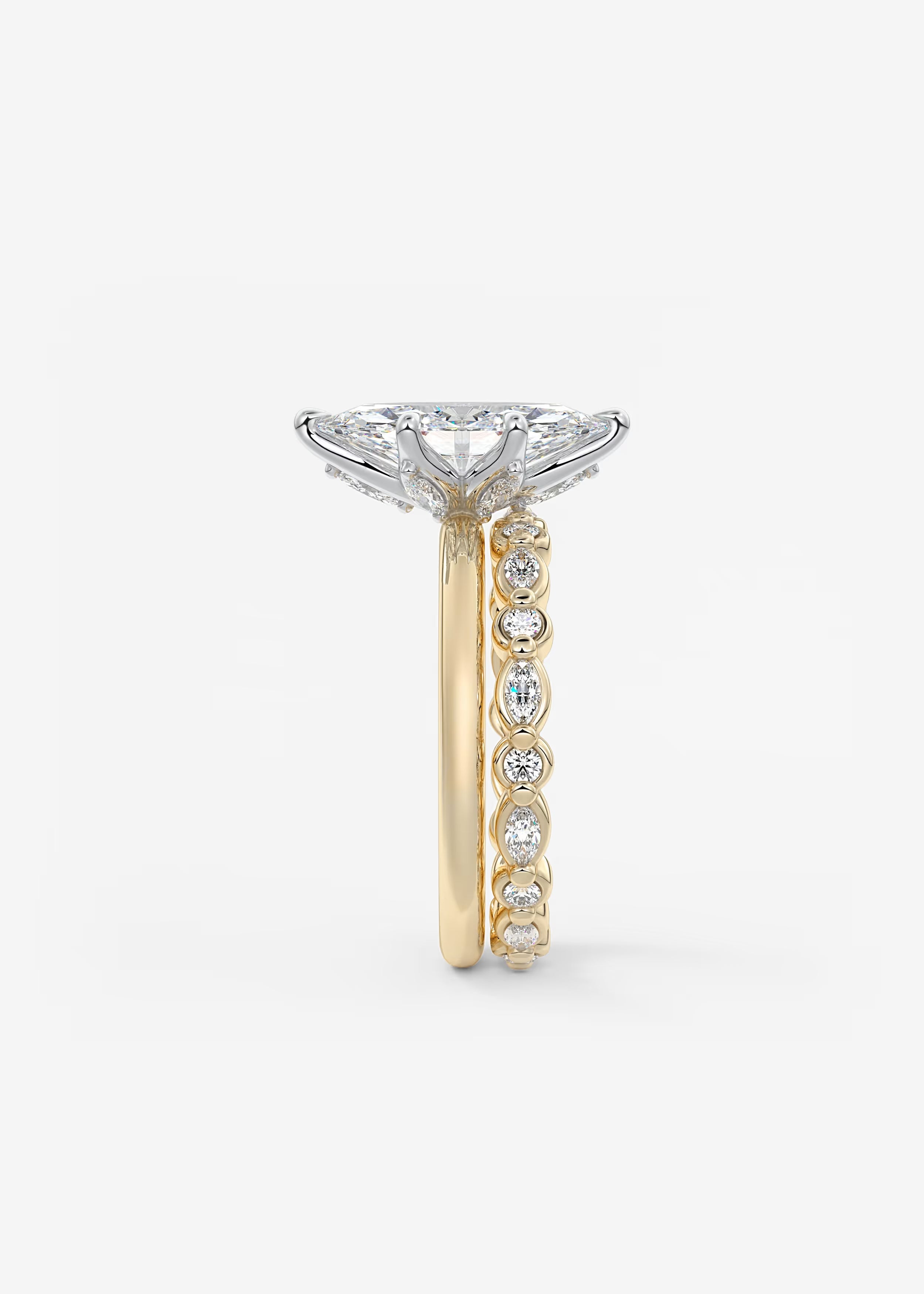 Celestia Deluxe – Two-Tone Marquise Engagement Ring