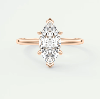 Celestia Marquise Hidden Halo Ring – Lab Diamond or Moissanite