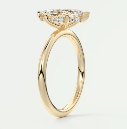 Celestia Marquise Hidden Halo Ring – Lab Diamond or Moissanite