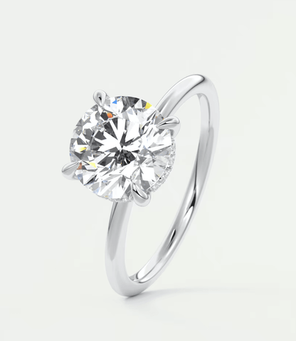 Celestia Round Hidden Halo Ring – Lab Diamond or Moissanite