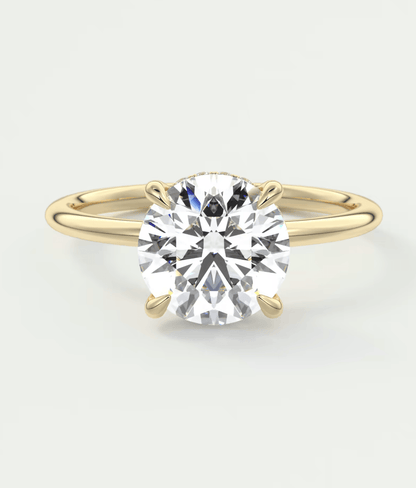 Celestia Round Hidden Halo Ring – Lab Diamond or Moissanite