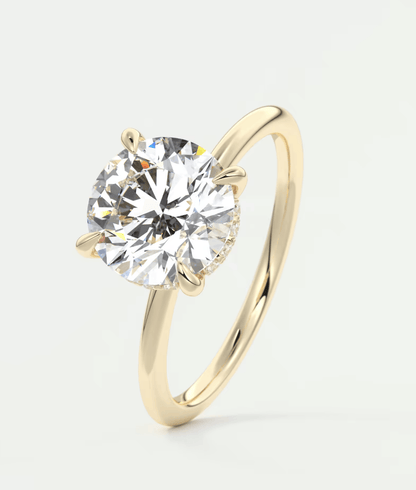 Celestia Round Hidden Halo Ring – Lab Diamond or Moissanite